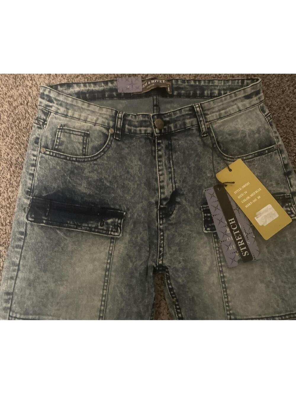 Denim & Rivets Authentic Skateboarding Jean Shorts Distressed 34 mens Brand New! - Picture 4 of 7